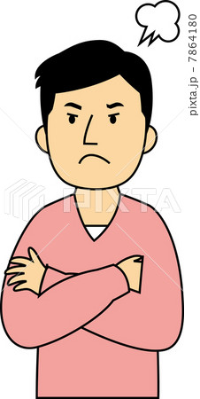 腕組みをして怒る40代男性 7864180