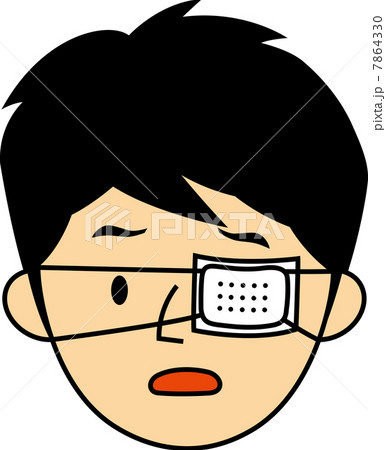 眼帯をする男子小学生の顔のイラスト素材