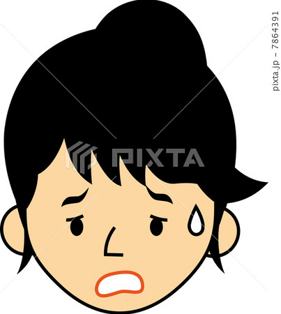 不安げな10代女子高校生の顔のイラスト素材