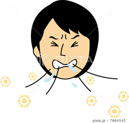 花粉症で苦しい30代女性の顔 7864545