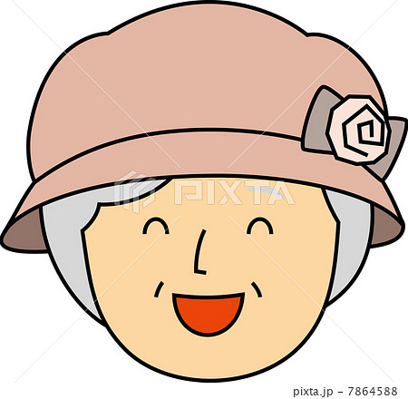帽子を被った笑顔のシニア女性のイラスト素材