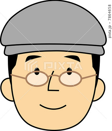 帽子を被った笑顔の中年男性のイラスト素材