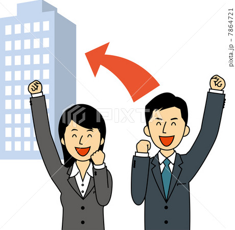 会社に派遣される男性と女性のイラスト素材