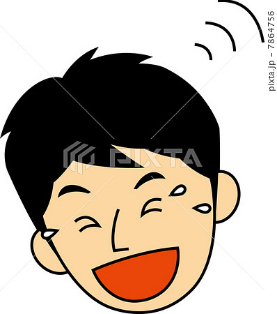 大笑いする10代男子中学生の顔 7864756
