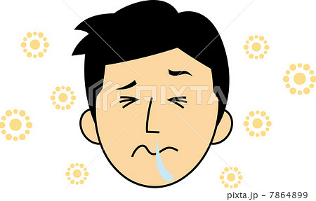 花粉症で苦しい40代男性の顔 7864899