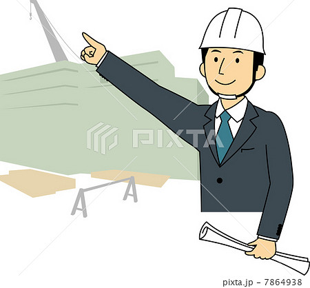 建設現場で指示を出す現場監督のイラスト素材 建設現場で指示を出す現場監督のイラスト素材