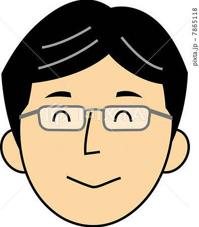 微笑む40代サラリーマンの顔のイラスト素材
