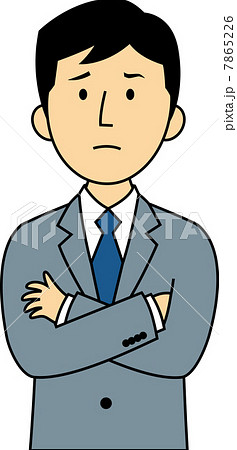 腕組みをして困っている30代サラリーマン 腕組みをして困っている30代サラリーマン 7865226