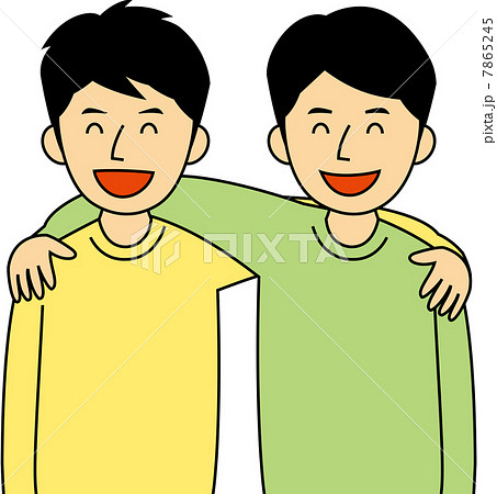 肩を組み笑う男子学生二人 7865245