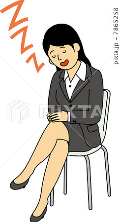 椅子に座って居眠りをするolのイラスト素材