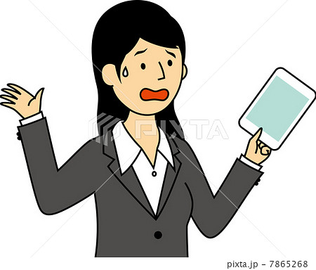 タブレット端末を見てお手上げのOL 7865268