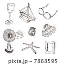 Vector set of vocation icons. Wine glass, boat, sunglasses, fan, 7868595