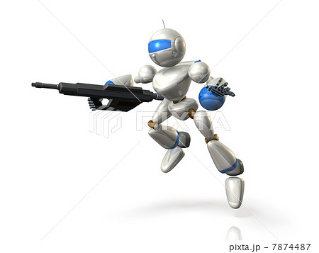 突撃するロボット兵を表すアブストラクト3dcgイラストのイラスト素材