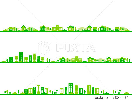 みどりの色の町とビル群 みどりの色の町とビル群 7882434