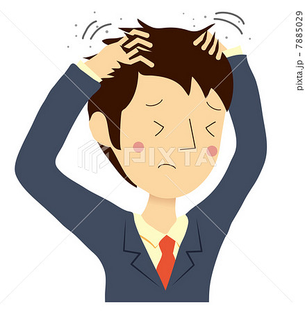 頭を掻く男性のイラスト素材