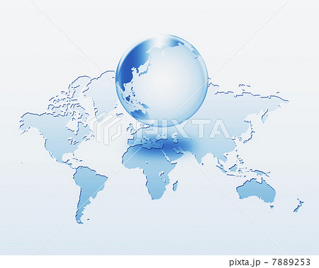 シンプルな世界地図と地球のイラスト素材 753