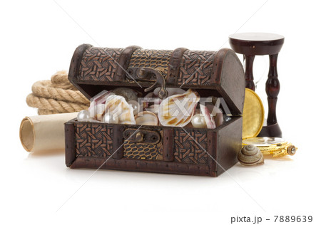 treasure box and sea concept on white 7889639