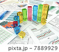Business concept. Three-dimensional graph and charts. 7889929