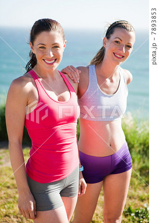 Two young women in sports clothing, portrait 7893853