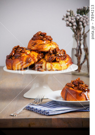 Platter of sticky buns on table Platter of sticky buns on table 7894213