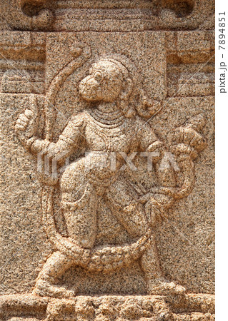 Carving of Hindu deity Hanuman, Achyutaraya Temple, Hampi, Karnataka, India 7894851