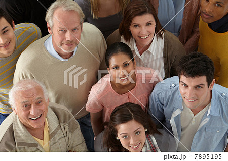 Portrait of group of people looking at camera, high angle Portrait of group of people looking at camera, high angle 7895195
