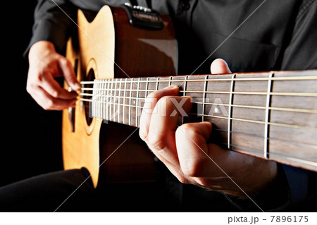 Close up of person playing classical guitar 7896175