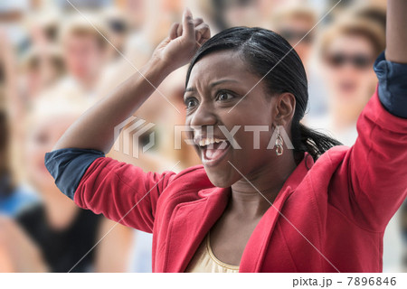 Excited woman in crowd Excited woman in crowd 7896846