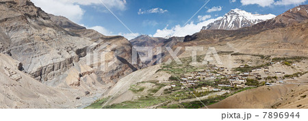 Panoramic of Kibber village, Spiti Valley, Himachal Pradesh, India 7896944