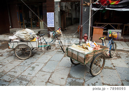 China, guangxi province, xingping, bicycles with carts 7898093