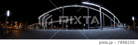 Panorama of Rambla del Mar at night, Barcelona, Spain 7898220