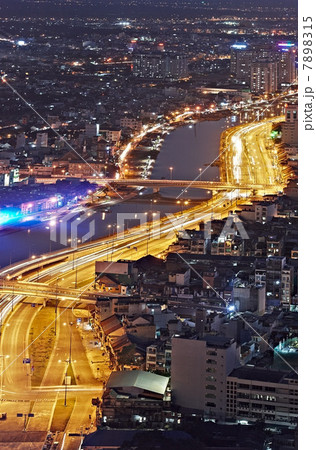 Night view of illuminated Ho Chi Minh City, Vietnam 7898315