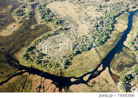 Aerial view of the Okavango Delta outside of Maun, Botswana Aerial view of the Okavango Delta outside of Maun, Botswana 7898566