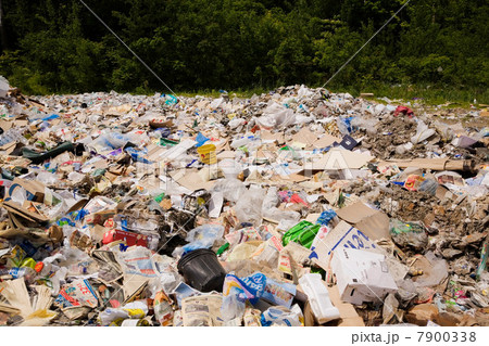 Heap of recyclable materials in sorting centre 7900338