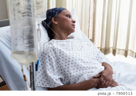 Female hospital patient in bed Female hospital patient in bed 7900513