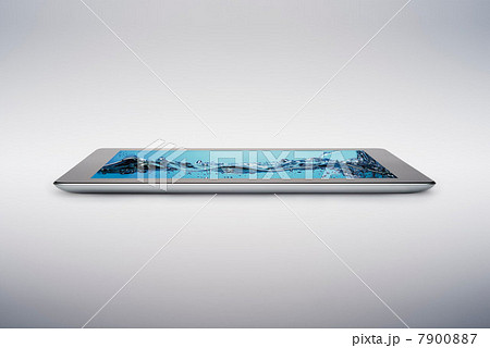 Digital tablet with gently rising bubbling water on screen Digital tablet with gently rising bubbling water on screen 7900887