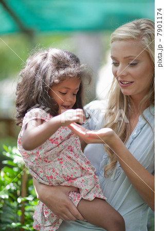 Mother holding daughter outdoors Mother holding daughter outdoors 7901174
