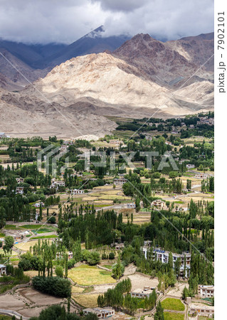 Leh city and Indus valley in Himalayan mountains Leh city and Indus valley in Himalayan mountains 7902101