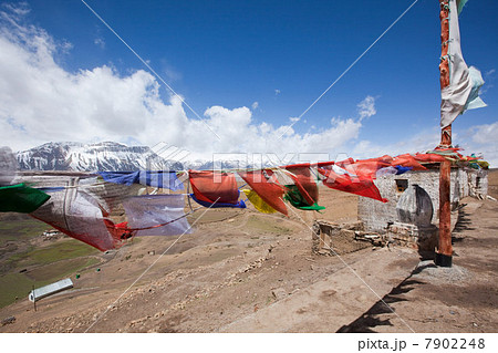Prayer flags, Buddhist Monastery, Spiti Valley, Himachal Pradesh, India 7902248