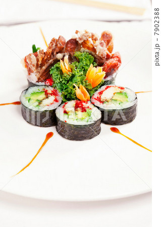 Plate of sushi rolls Plate of sushi rolls 7902388