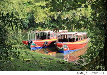 Tourist boats on lake in singapore 7904381
