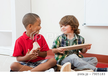 Two boys with building blocks Two boys with building blocks 7905183