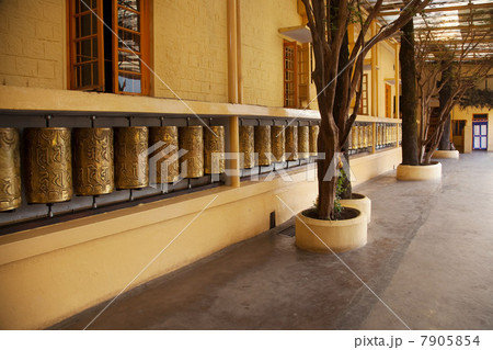Buddhist prayer wheels, Tsuglagkhang, Mcleodganj, Himachal Pradesh, India 7905854