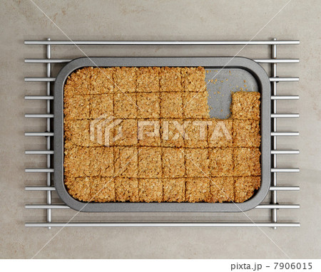 Tray of flapjacks with some missing 7906015