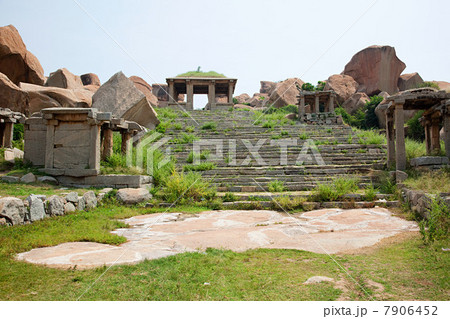 Ancient ruins, Hampi Bazaar, Hampi, Karnataka, India 7906452