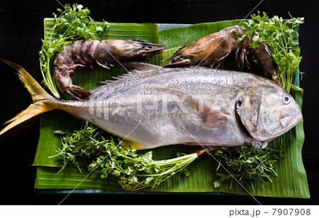 Fresh tuna and tiger prawns 7907908