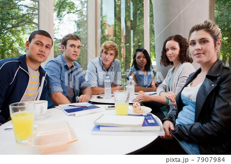 University students in college cafe, portrait 7907984