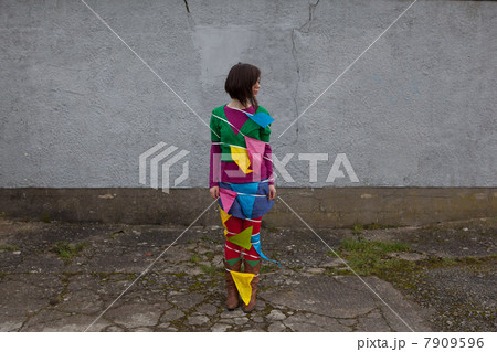 Young woman wrapped in bunting 7909596