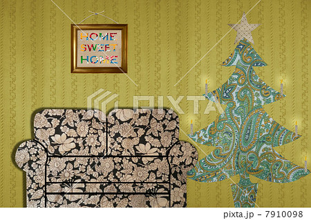 Living room with sofa and Christmas tree Living room with sofa and Christmas tree 7910098