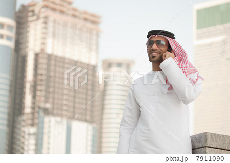 Middle eastern man on cellphone 7911090